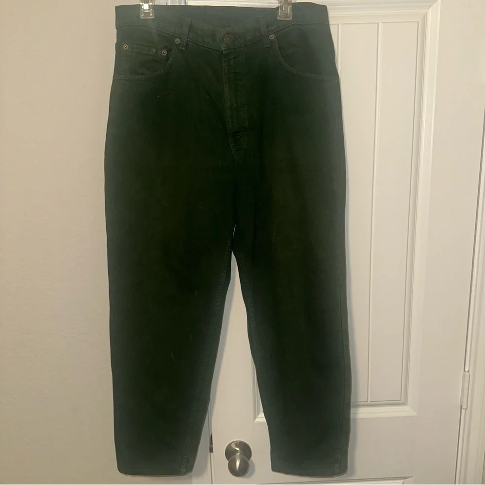 Vintage Levi’s 560 Dark Green Jeans 34x30 USA Made Tapered Fit Fall Holiday